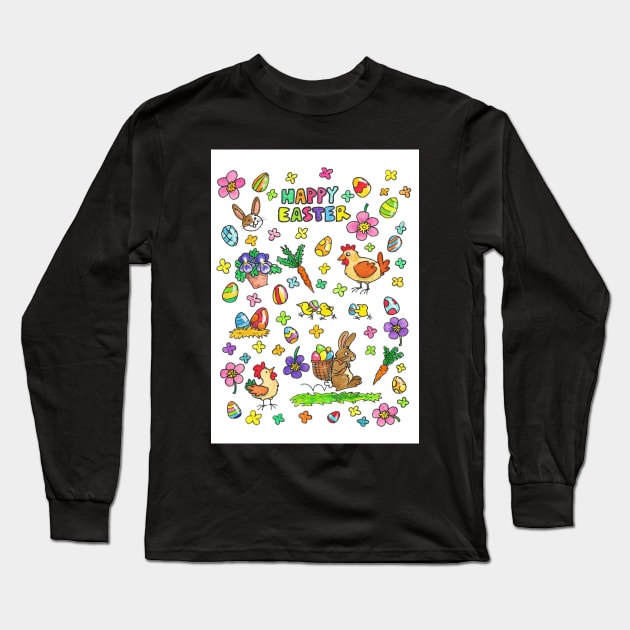 Colorful Happy Easter card Long Sleeve T-Shirt by nicolejanes